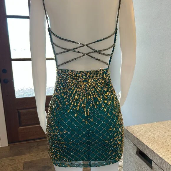 Rachel Allan Fitted Beaded Mini Cocktail Dress - Picture 5 of 5